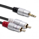 Audio kábel 2x RCA – 3,5 mm mini jack, 3 m, fekete