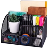 Asztali rendező 6 rekesszel és fiókkal, fekete