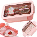 Uzsonnás doboz rekeszekkel és evőeszközzel, 1 l