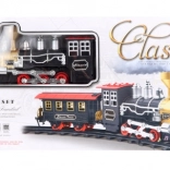 Klasszikus vasútmodell füstölő mozdonnyal