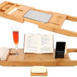 Bambusz kádpolc Otthoni spa – kihúzható kád tálca