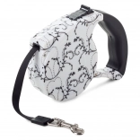 Automatikus póráz blokkoló funkcióval 5m, fehér liliomokkal