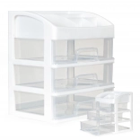 Kozmetikai rendező rekeszekkel és fiókokkal - fehér