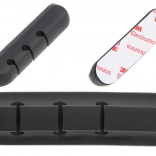 Öntapadós szilikon kábelrendező, 3 réses, fekete