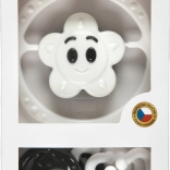 Csörgőkészlet fekete-fehér – babakocsilánc és csillag/virág csörgő