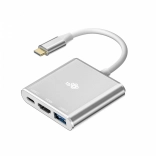 USB C HUB Adapter 3 az 1-ben - HDMI, USB, PD ezüst