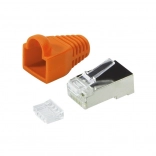 RJ45 CAT6 csatlakozók védősapkával, 100 db, narancssárga