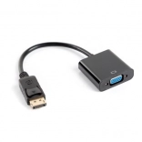 DisplayPort–VGA átalakító, 15 tűs, apa–anya, 10 cm, fekete