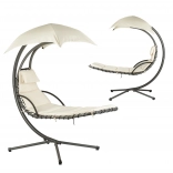 Függő hintaágy baldachinnal, bézs