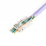 Átmenő RJ45 (8P8C) csatlakozó, Cat.5e, árnyékolatlan, AWG 26–24, 100 db-os csomag