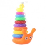 Gyűrűs torony Csiga kiskacsával – színes rakosgató játék