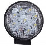 Kerek munkalámpa LED 27 W, 9 LED, 12–24 V, IP67