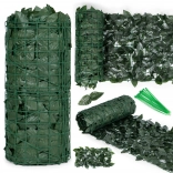 Mű borostyánkerítés 500 × 50 cm, sötétzöld takarás erkélyre és kerítésre