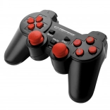 vezetékes gamepad PS3-hoz és PC-hez rezgéssel – fekete–piros