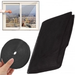 Fekete rovarháló ablakra öntapadó tépőzárral 150 × 130 cm