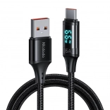 Mcdodo USB–USB-C kábel kijelzővel, 66 W, 6 A, 1,2 m, fekete